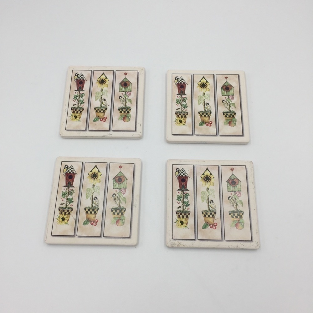 Vintage Inspired Garden Picture Ceramic Coasters